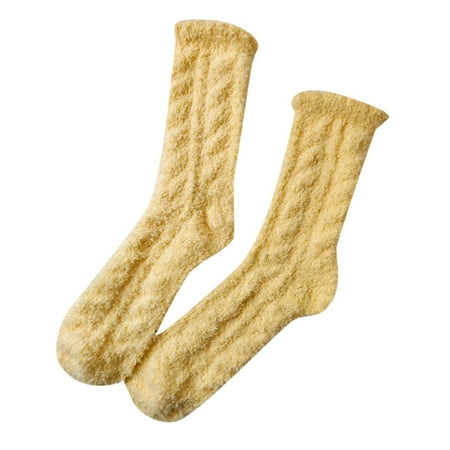 LARUYEKO Solid Color Socks Women s Mid Tube Socks Half Side Velvet Socks Coral Velvet Thickened Warm Sleep Waist High Tights Christmas Stocking Pack Garter Lingerie for Women Tops Stockings for Women