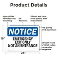 thumbnail image 2 of (2 Pack) Emergency Exit Only Not An Entrance OSHA Notice Sign 24 Inch X 18 Inch Indoor / Outdoor Rust-Free Aluminum Metal Signs for Workplace, Workshop, and Construction Site, Made in, 2 of 8