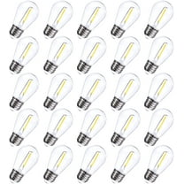 25-Pack S14 1W Outdoor String Lights Bulbs LED, Shatterproof & Waterproof, 2700K Soft White, 11W Equivalent, E26 Base Non-dimmable, Edison Vintage Style Replacement for Patio Garden