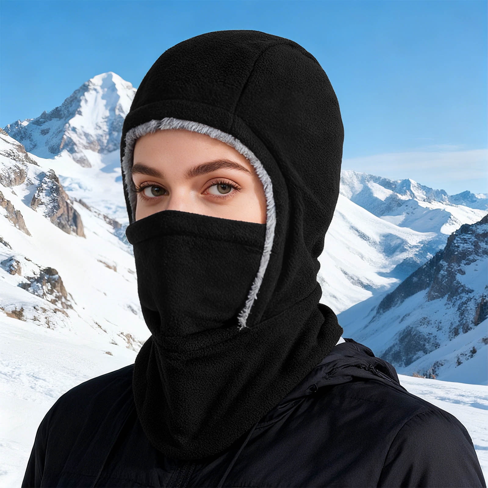 Uscallm Warm Winter Car Seat Cushion, Unisex Winter Balaclava Face Mask, Full Coverage Windproof Cold Weather Gear, Thermal Neck Warmer Ear Protection Hat