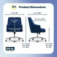 thumbnail image 3 of Serta Scarlett Modern Mid-Back Office Chair Velvet Fabric Silver Metal Base Blue, 3 of 10