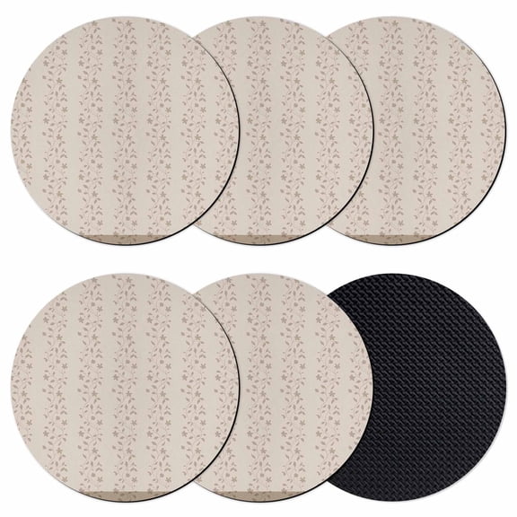 Beige Pink Floral Coasters Set of 6, Absorbent Coasters for Drinks, Spring Flowers Coaster for Desk Coffee Table Protection, Home Decor House Warming Gifts 4"