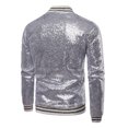 thumbnail image 2 of SUNSIOM Mens Casual Sequin Jacket, Long Sleeve Collared Zip Up Slim Overcoat, 2 of 6