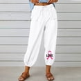 thumbnail image 2 of Sentmoon Loose Pants for Women with Print Drawstring Elastic Waist Womens Summer Outfits Plus Size Straight Leg Casual Womens Activewear with Pocket Beach for Travel and Vacation White M, 2 of 5