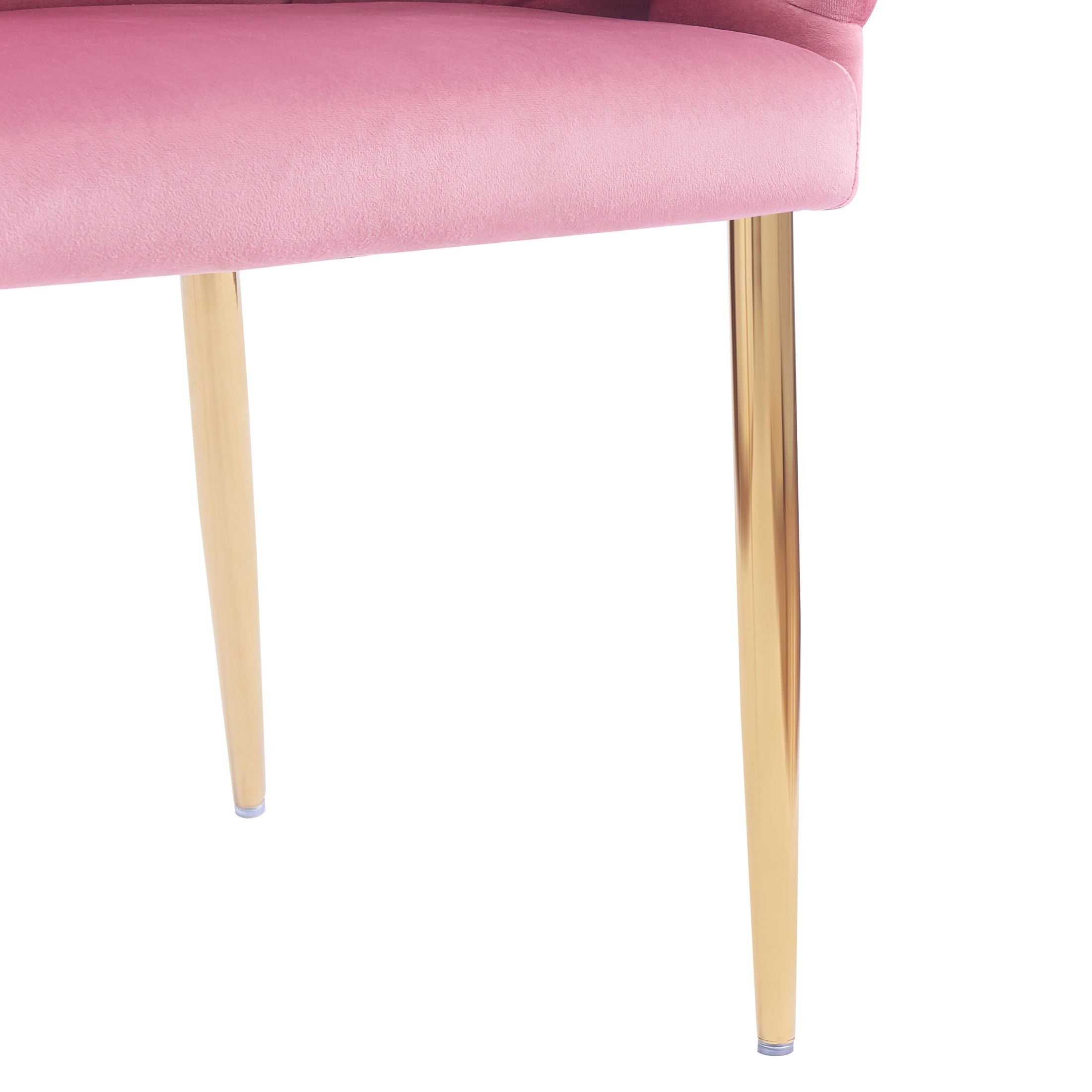 Elegant Velvet Accent Armchair with Gold Legs & Full Back Support, Pink