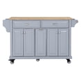 thumbnail image 5 of Cambridge Mobile Kitchen Islands on Wheels with Storage, Rubber Wood Countertop, Spice Rack,Towel Holder, 3 Storage Drawers and 2 Cabinets, L60.5 x W18.13 x H36.75IN, (Grey), 5 of 11