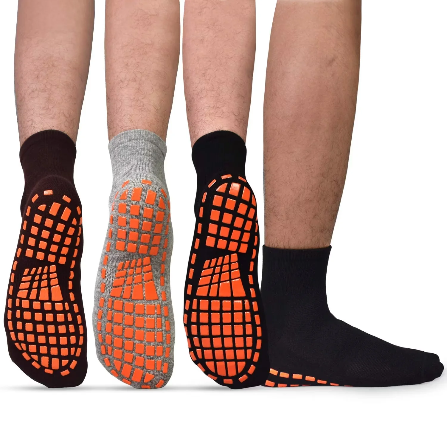 Men Non Slip Sticky Grips Socks 3 Pairs Tile Wood Floors AntiSkid Workout Yoga Pilates Hospital