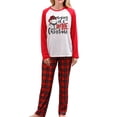 thumbnail image 2 of Christmas Family Pajamas Matching Set, Long Sleeve Letters Print T-shirt with Plaid Pants Sleepwear Loungewear, 2 of 4