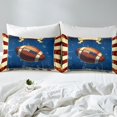 thumbnail image 3 of Ensembles de Literie de Football Américain Format Simple, Housse de Couette Rétro à Rayures Rouges et Bleues à Carreaux pour Enfants Garçons Ados, Housse de Courtepointe Style Western à Thème Sports de Rugby avec 1 Taie d'Oreiller (Sans Couette), 3 of 5