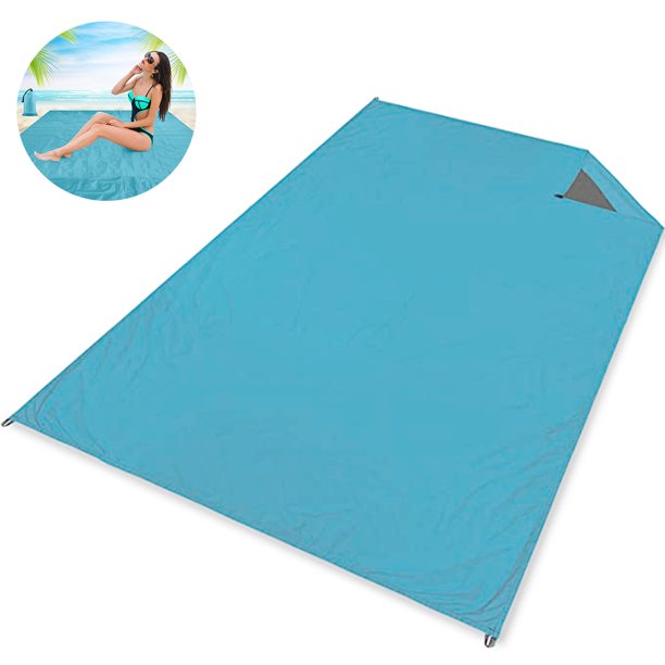 Manta impermeable para picnic al aire libre, compacta y ligera, plegable a prueba de arena, estera de bolsillo para playa/senderismo/viajes/camping/festival/eventos deportivos con bolsa bucles estacas