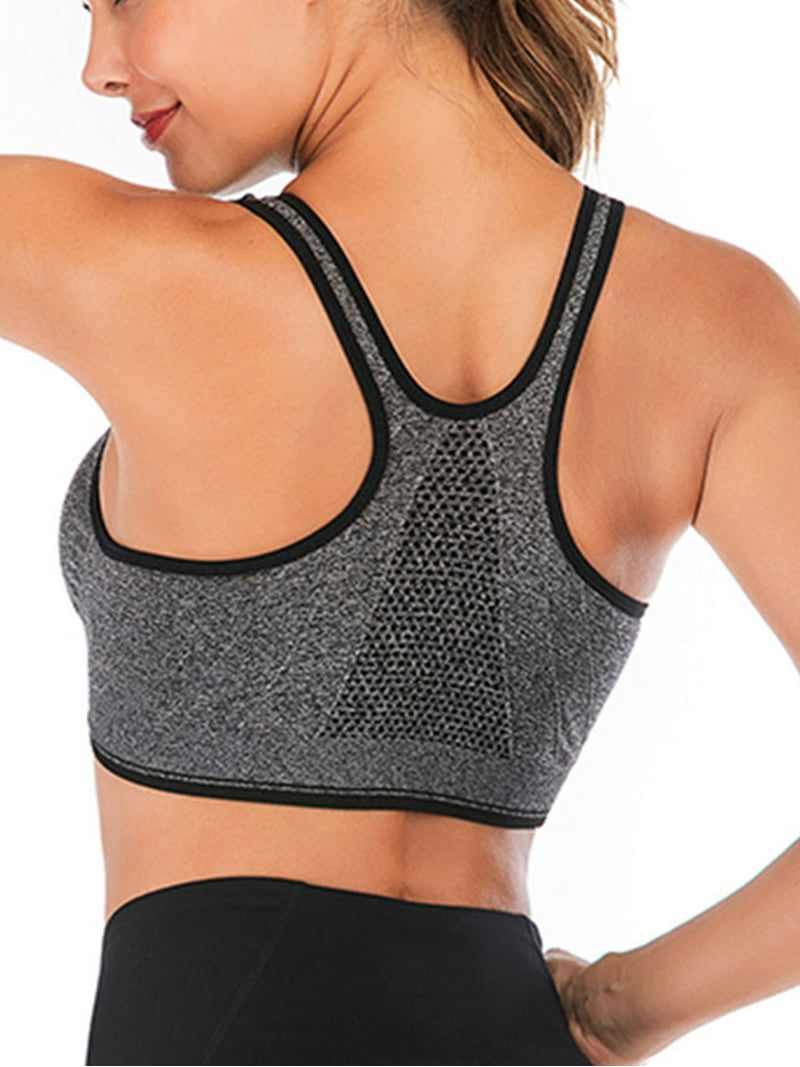 3 Piece Women Sports Bra Front Fastening High Impact Zip Front Plus Size Post Surgery Bras Crop Top With Adjustable Straps Wirefree Workout Gym