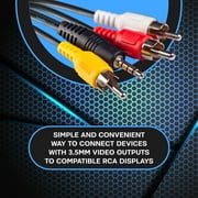 SatelliteSale Auxiliary 3.5mm Audio/Video Jack to 3 RCA Composite Aux Cable Universal Wire PVC Black Cord 6 feet