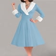 thumbnail image 5 of NSLGXD Women Elegant Christmas Dresses V Neck Fleece Collar 1950s Vintage Midi Swing Dress Casual Xmas A Line Party Holiday Dresses, 5 of 8