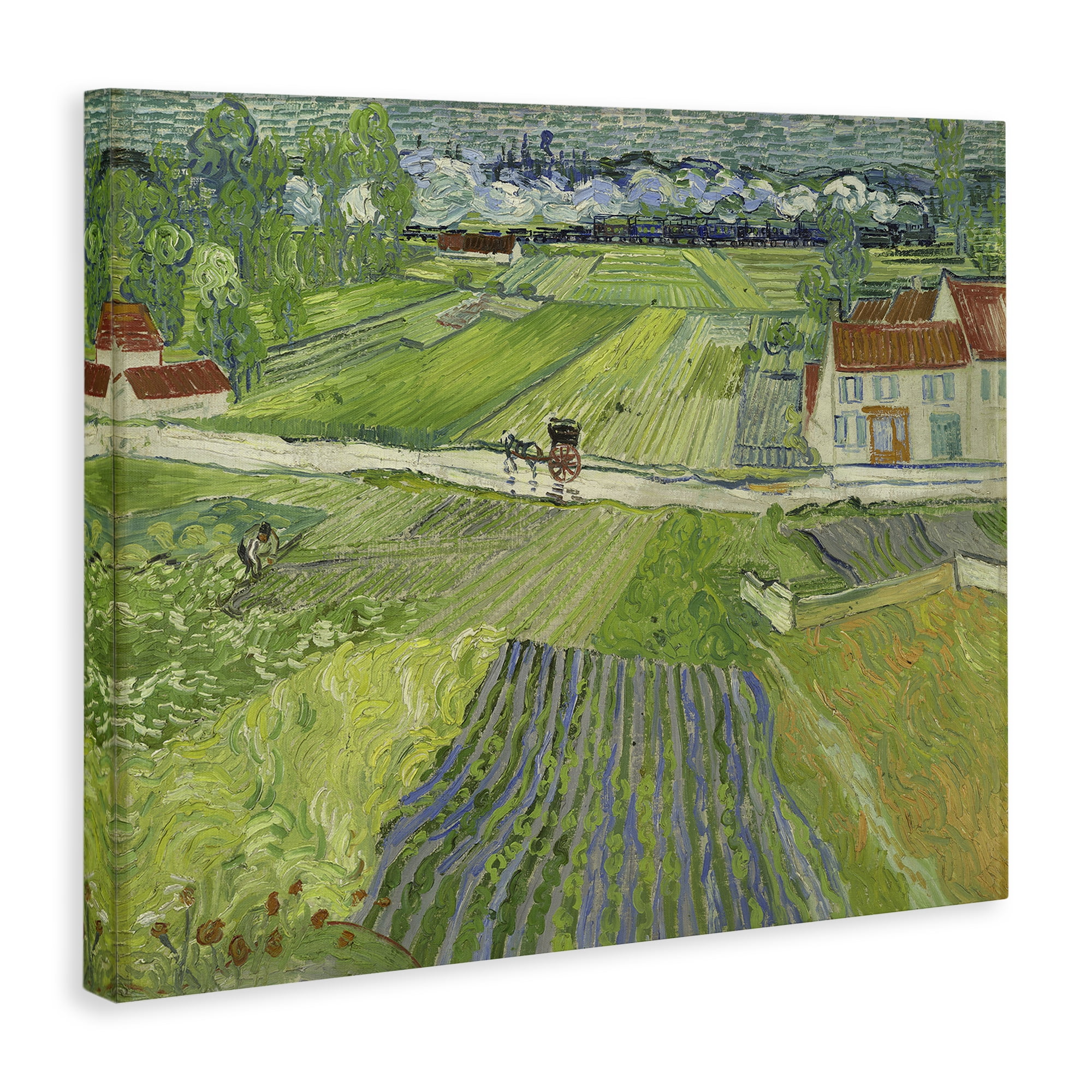 Stupell Industries Van Gogh Carriage & Train Landscape Landscape & Nature Painting Wrapped Canvas Art Print Wall Art, 40 x 30