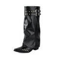 thumbnail image 4 of UngA Sexy Boots for Women Women's Western Boots Square Toe Heel Zipper Embroidered Ankle Boots Black,5.5, 4 of 7