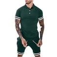 thumbnail image 1 of Birdeem Men Casual Turn-Down Solid Button T-Shirt Short Sleeve Blouse and Shorts Pants Set, 1 of 6