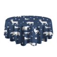 thumbnail image 5 of Dark Blue Christmas Animal Pattern Round Tablecloth 60"x60",Wrinkle Wipeable Table Cloth for Kitchen Dining Room Picnic Patio Party, 5 of 6
