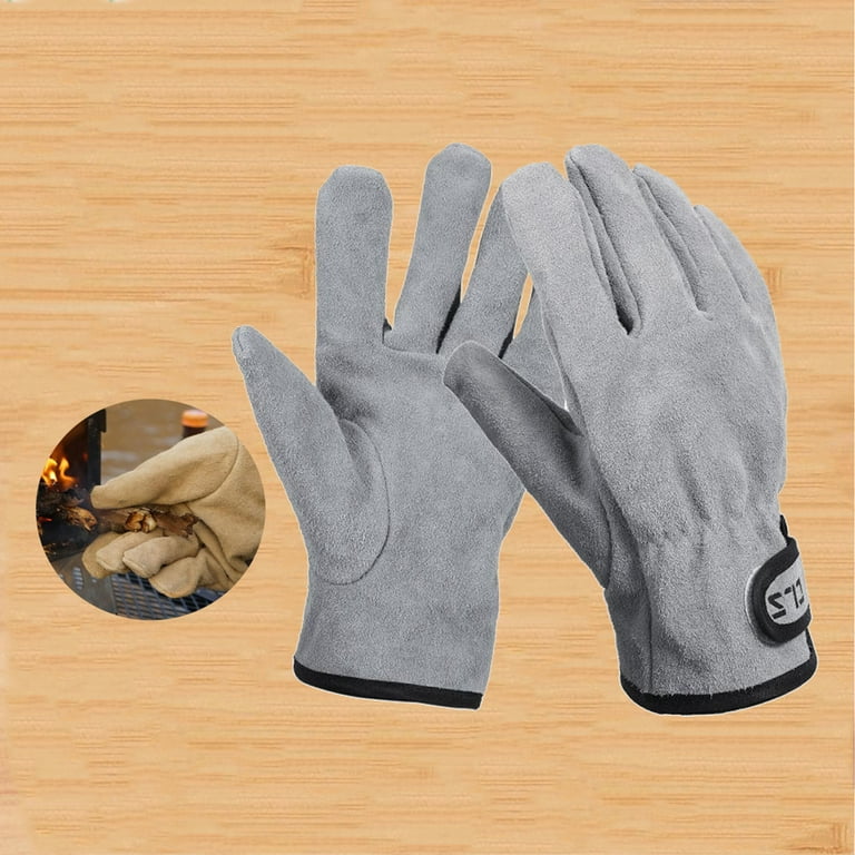12 Pairs Heavy Duty Durable Cowhide Leather Work Gloves for Construction,  Industrial and Personal Use