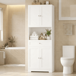 Homfa 67.5-Inch Tall Bathroom Storage Cabinet with 4 Doors