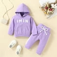 thumbnail image 2 of Coerni Toddler Baby Girls Sweatshirts Sweatsuit Hoodies Tops Drawstring Pants 2Pc Tracksuit Girls Fall Winter Clothes Set, 2 of 5