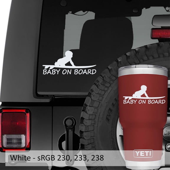 Collectible Decals Surfing Baby On Board Surfboard Vinyl Car Decal Sticker