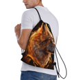 thumbnail image 4 of Yiaed Gold Flame Pattern Wolf Print Drawstring Bags Drawstring Backpack Bulk String Back Pack Gym Sport Bag-Small, 4 of 5