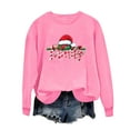 thumbnail image 6 of Enjoytime Fall Tops for Women 2025 Christmas Printed Long Sleeve Crewneck Sweatshirt Xmas Holiday Lightweight Pullover Sweatshirts Pink M, 6 of 6