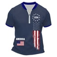 thumbnail image 4 of xfsWaSs 4th Of July Shirts For Men American Flag T-Shirt Casual Half Zip Short Sleeve T Shirt Tops Patriotic Independence Day Celebration Patriotic Tees Top, 4 of 4