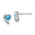 thumbnail image 3 of 925 Sterling Silver Rhodium-plated Blue Topaz and Diamond Heart Earrings, 3 of 5