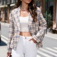 thumbnail image 2 of IROINNID Women's Blazer Jacket Long Sleeve Plaid Notch Lapel Outwear, Casual Autumn Winter Lapel Jacket Small Suit, 2 of 9
