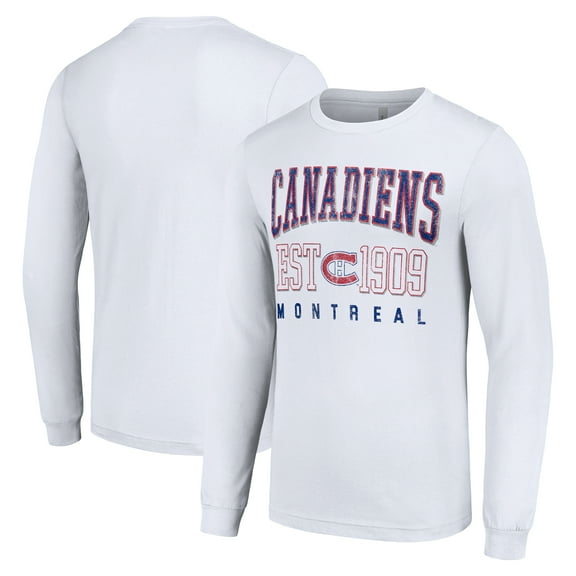 Men's Starter White Montreal Canadiens Retro Graphic Long Sleeve Crew T-Shirt