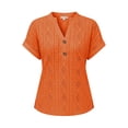 thumbnail image 5 of yeiolnoer Shirts for Women Short Sleeve V Neck Sweater Eyelet Tunic Top Knit Elegant Summer Spring Tops Casual Blouse, 5 of 6