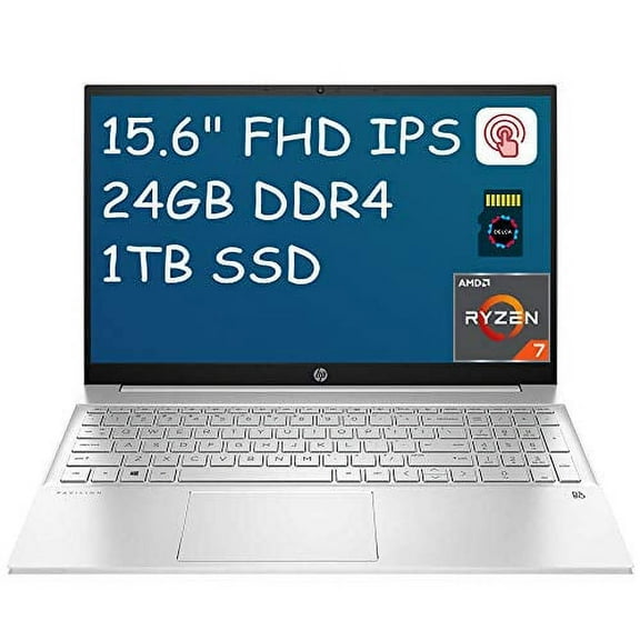HP Pavilion 15 Laptop I 15.6" FHD IPS Touchscreen I AMD Octa-Core Ryzen 7 4700U (>i7-10510U) I 24GB DDR4 1TB SSD I Backlit Keyboard B&O HDMI Win 10 32GB Micro SD Card