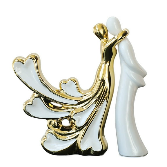 White Gold Couple Decoration Statues Home Decor Modern Style Decorative Ornaments for Living Room, Bedroom, Office Desktop, Cabinets