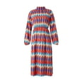thumbnail image 5 of Women's Casual Dress Colorful Geometric Print Long Sleeve Half Turtleneck Loose Long Dress, 5 of 9
