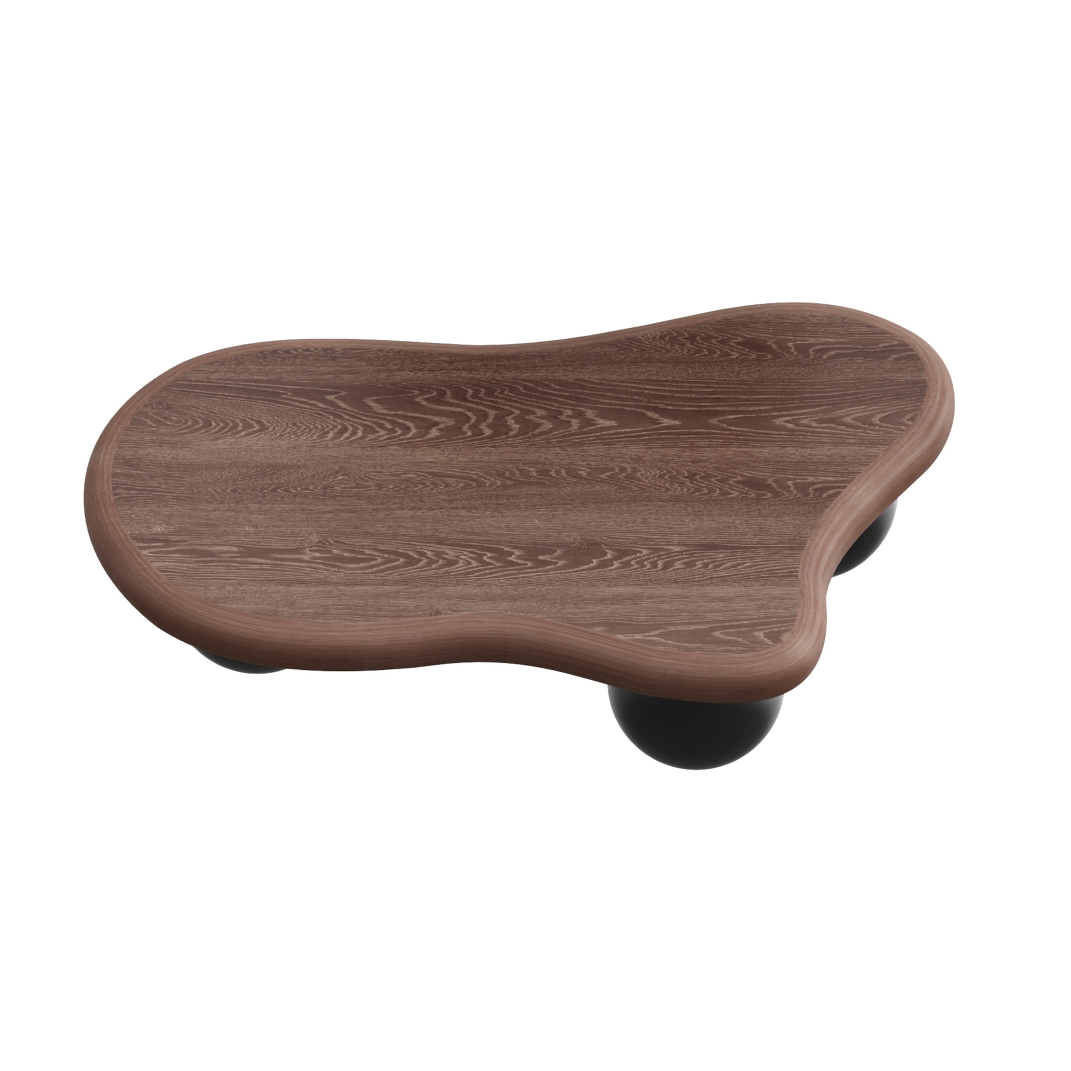 Noble House 40" Cloud Shaped Coffee Table with Ball Legs, Modern Aesthetic Accent Table for Living Room, Walnut Top Black Legs