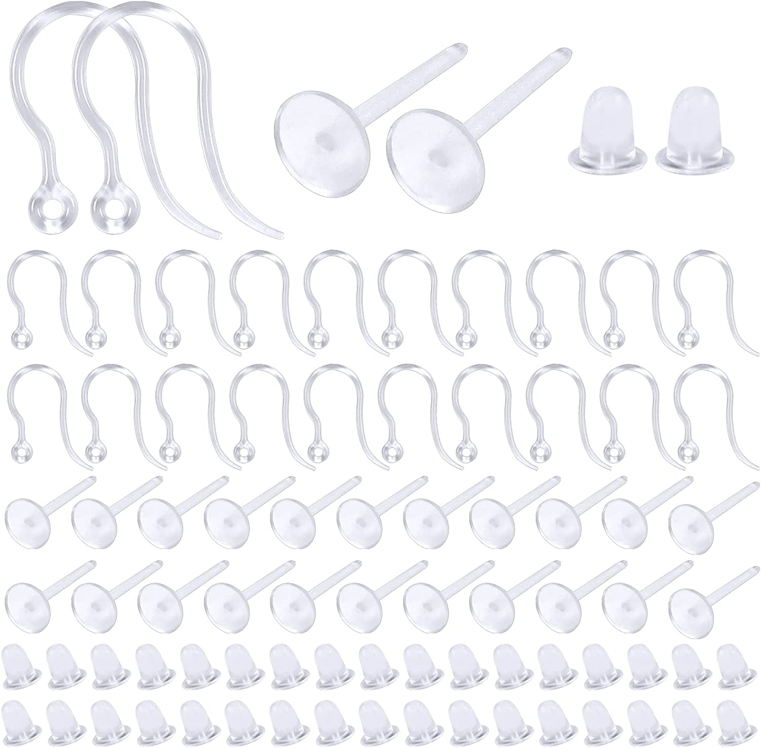 Earring Backs for Sensitive Ears, 200pcs Silicone Clear Earring Backs for  Studs Earring Hooks Hypo-allergenic Earring Stoppers Jewelry Accessories