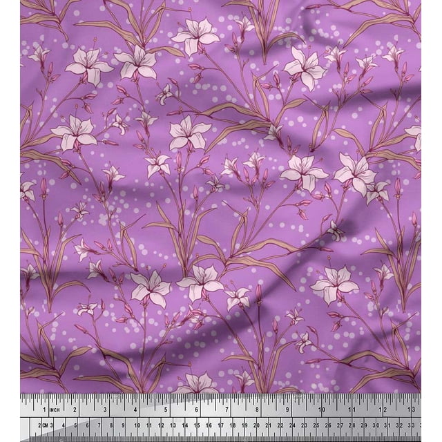 Soimoi Tissu de Soie Feuilles & Azalée Imprimé Floral par Yard 42 Pouces de Large