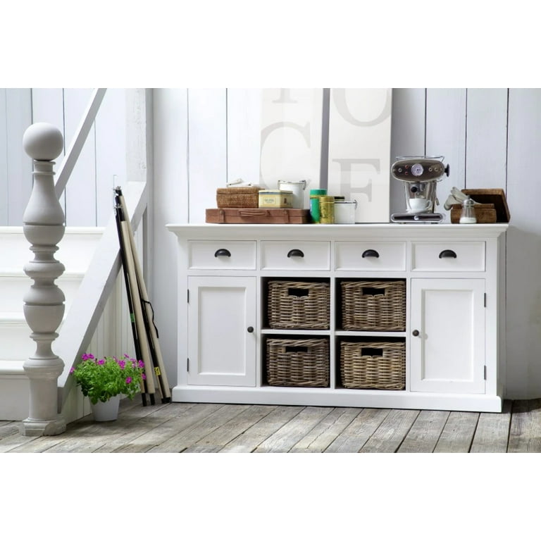 Modern Farmhouse White Buffet With Baskets Modern Farmhouse White Buffet With Baskets