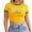 Yellow, variant on Women T Shirt Cropped Slim Fit Midriff Crew Neck Short Sleeve Stylish Print Top Daily Wear Women's Tops, Tees Blouses L
