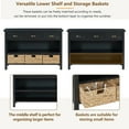 thumbnail image 5 of 47" Retro Console Table with 3 Storage Drawers, Entryway Table with 3 Water Hyacinth Woven Baskets and Shelf, Wooden Buffet Cabinet for Entryway Hallway Living Room, Espresso, 5 of 9