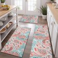 thumbnail image 2 of Pink Paisley and Floral Pattern Kitchen Rugs Sets Of 3,Kitchen Runner Rugs Non Skid Washable,Decorative Kitchen Floor Mats for Kitchen,Sink,Laundry,17"x30"+ 17"x47" + 17"x59", 2 of 6