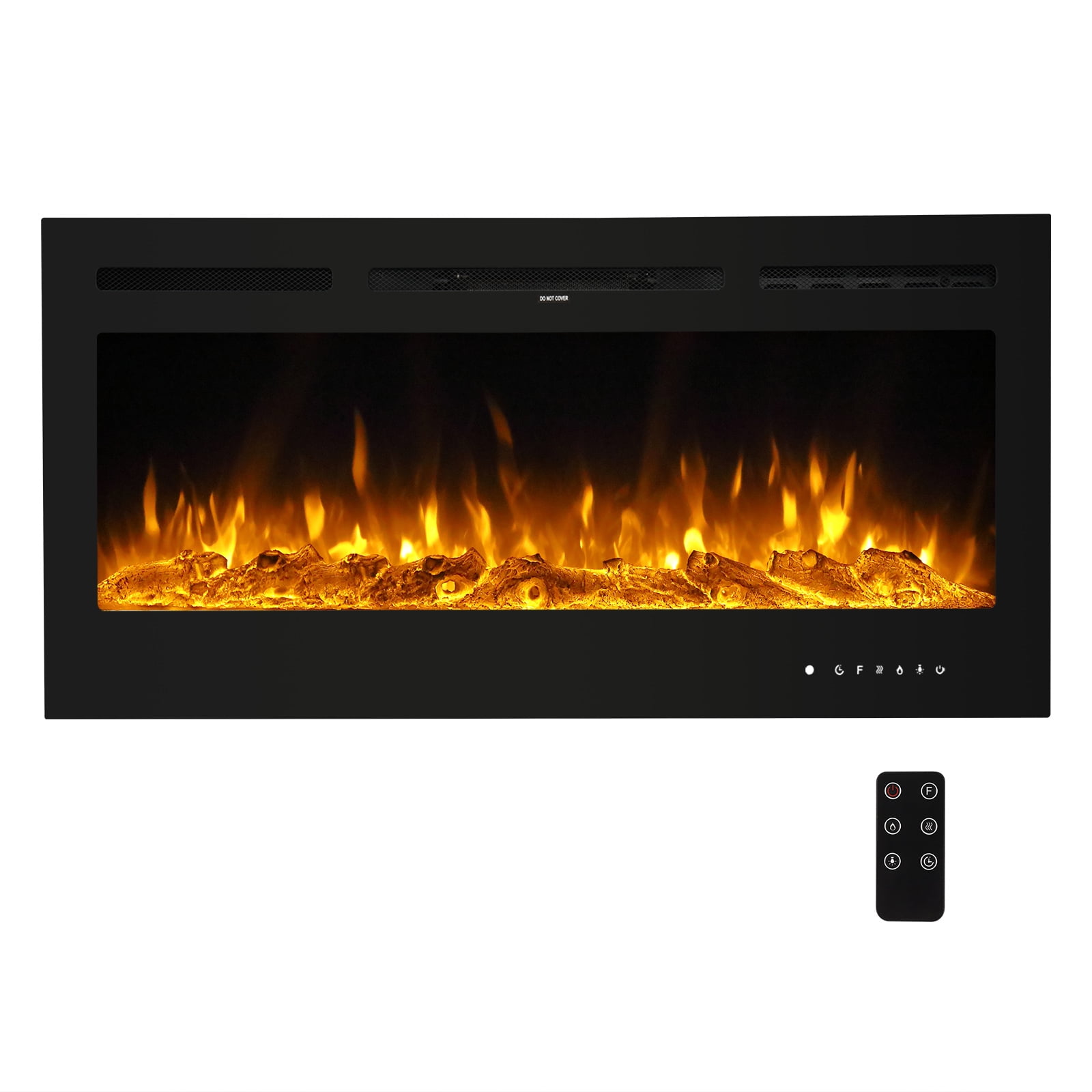 Kepooman1500W Sheet Metal Glass Recessed Electric Fireplace, 40in Wall Mounted Freestanding Portable Room Heater With Display, Fake Firewood, Crystal Stone, Remote Control Colorful, Black Kepooman1500W Sheet Metal Glass Recessed Electric Fireplace, 40in Wall Mounted Freestanding Portable Room Heater With Display, Fake Firewood, Crystal Stone, Remote Control Colorful, Black