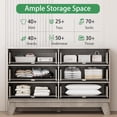 thumbnail image 3 of Fluted Dresser for Bedroom with 6 Drawers, 48" Wide Modern Chest of Drawers with Metal Handle, Wooden Dresser TV Stand, Wood Closet Clothes Storage Organizer for Living Room, Hallway, Grey, 3 of 7