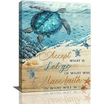 Sea Turtle Ocean Wall Art Inspirational Quotes Pictures Wall Decor Nautical Beach Canvas Painting Print Artwork Modern Home Decor Framed for Living room Bedroom Bathroom 12''''X16''''