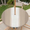 thumbnail image 6 of Round Outdoor Tablecloth with Umbrella Hole and Zipper, Beige Ombre Striped Fitted Table Cover with Elastic Edge for 31-35 Inch, Beige Gradient Farmhouse Abstract Art Waterproof Patio Tablecoths, 6 of 9