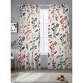 thumbnail image 2 of Grey Red Botanical Sheer Curtains 108 Inch Length 2 Panels Set Window Treatments, Rustic Country Spring Floral Summer Leaf Rod Pocket Semi Curtains for Living Room/Bedroom/Kitchen, 104"W x 108"L, 2 of 7
