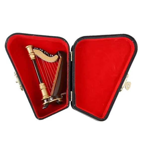 BESTSKY Miniature Harp Model Wooden Harp Instrument with Storage Box