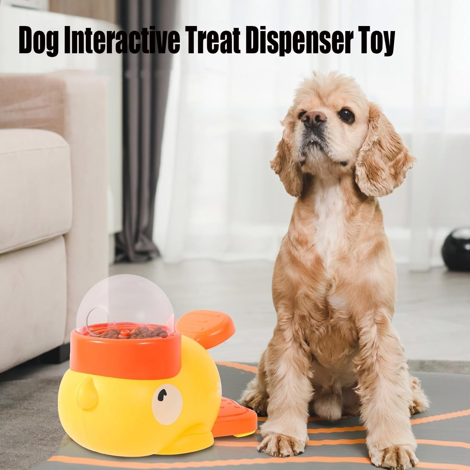 Dog Feeder Puzzle Toy Duck, Duck-Shaped Dog Puzzle Dispenser, 2-in-1 Interactive Cat Slow Feeder Toy Treat, for Small & Medium Pet Anti-Gulping (Yellow)