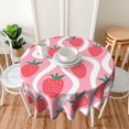 thumbnail image 2 of Strawberry Tablecloth Round Table Cloths 60 Inch Wrinkle Resistant Picnic Table Covers Washable Polyester for Holiday Kitchen Party Picnic -Pink, 2 of 6